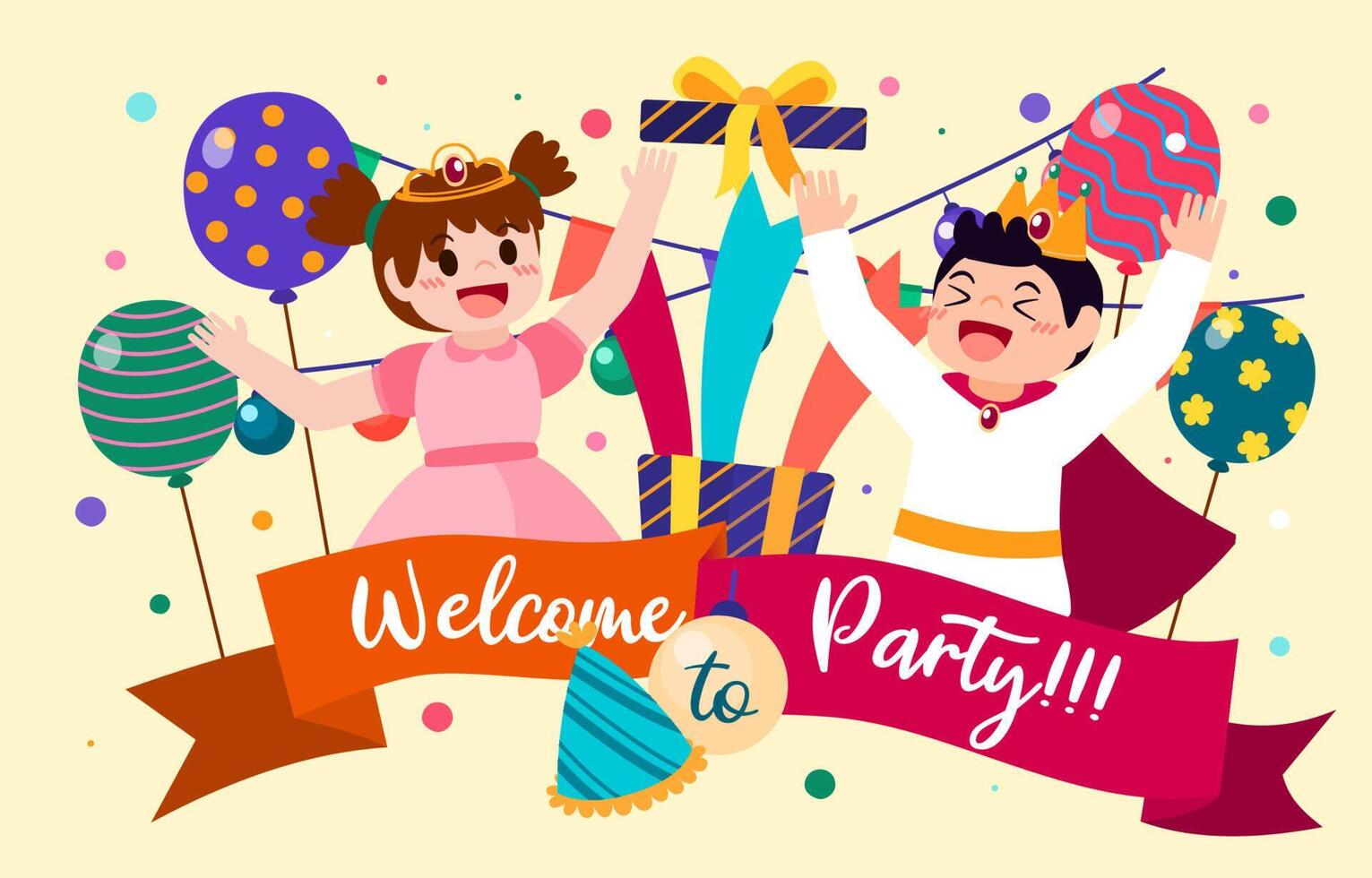 The children happy in party with lovely element vector