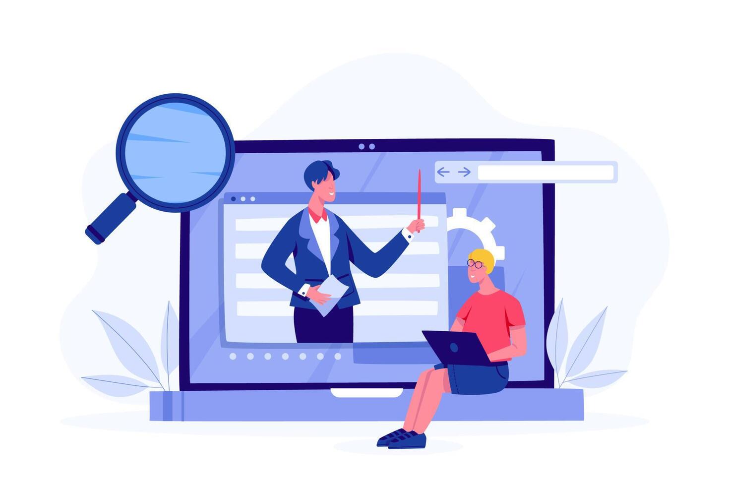 Student online learning for search engine optimization and web analytics elements vector