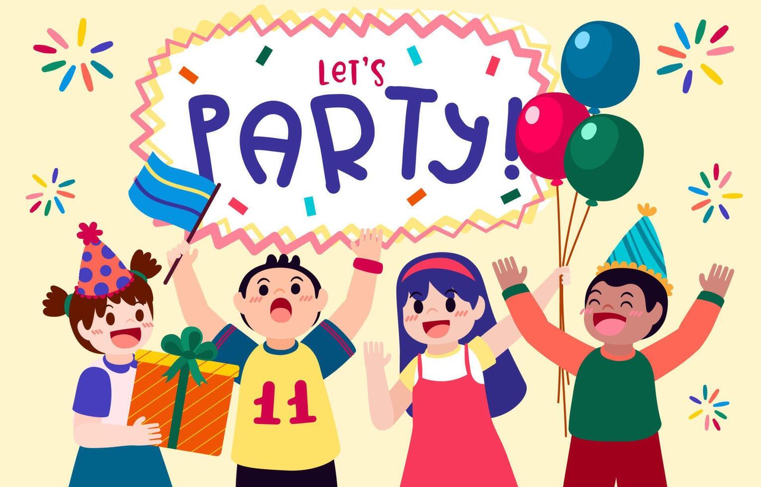 Funny children having party vector