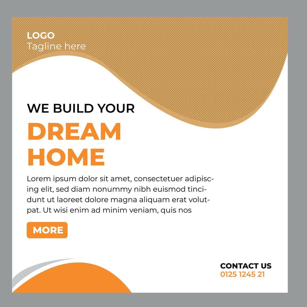 Construction company social media post design  template vector