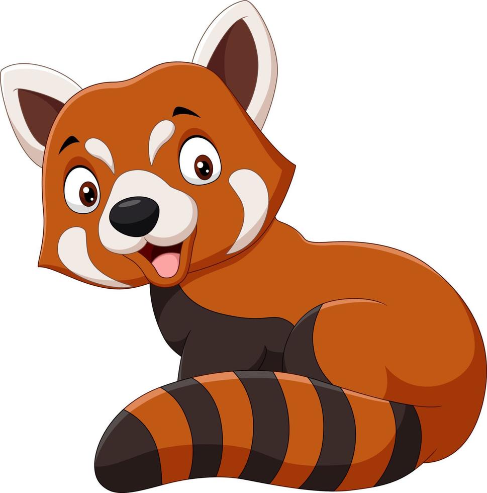 Cartoon smiling red panda on white background vector