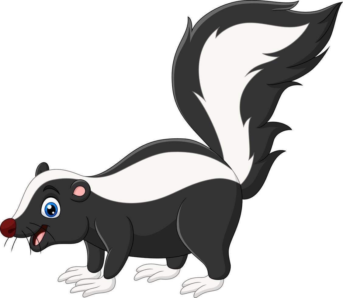 Cartoon happy skunk on white background vector