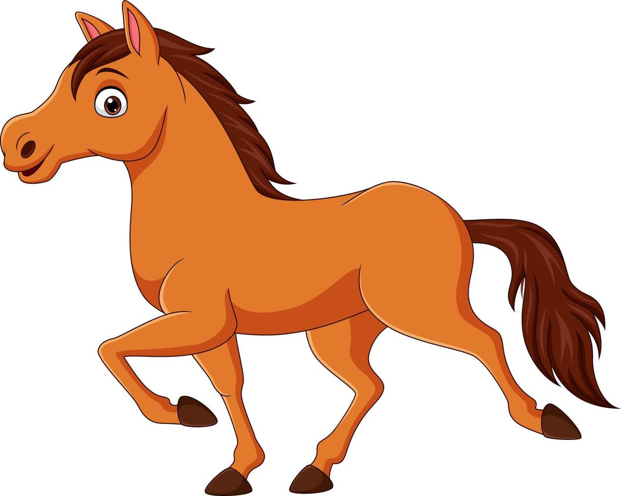 Cartoon brown horse running on white background vector