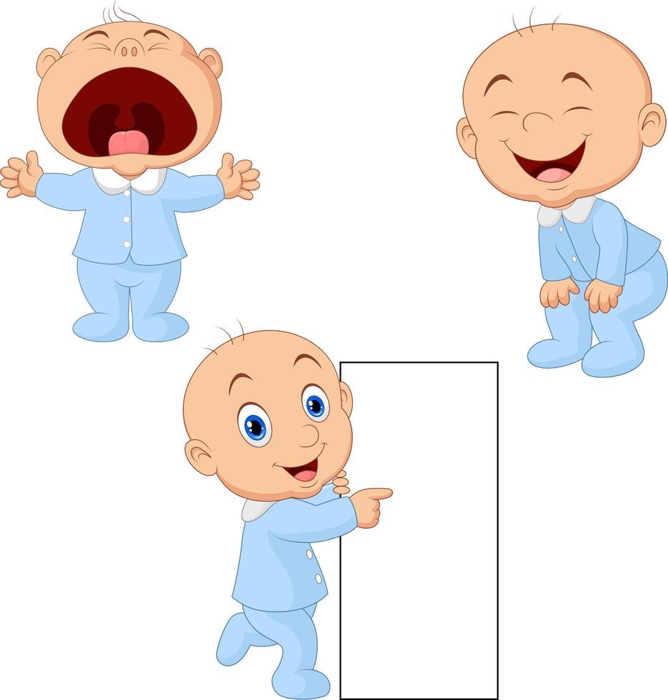 Cartoon baby boy with different poses vector