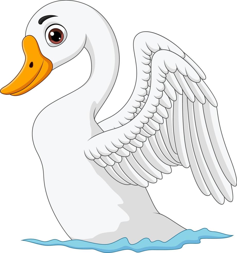 Cartoon cute swan isolated on white background vector