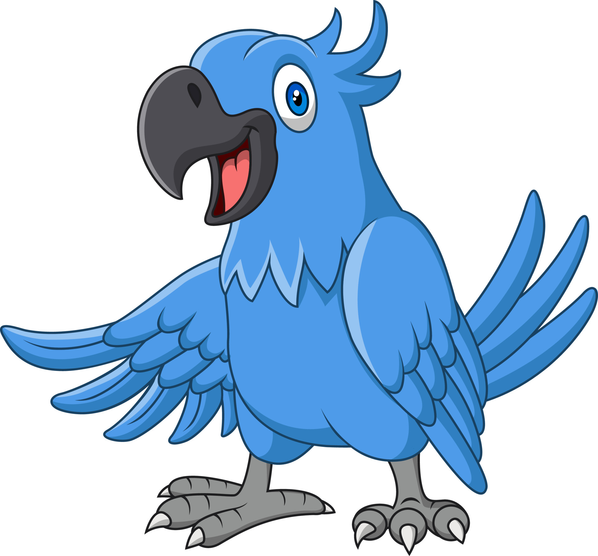 Cartoon funny blue macaw isolated on white background 5151815 Vector Art at  Vecteezy