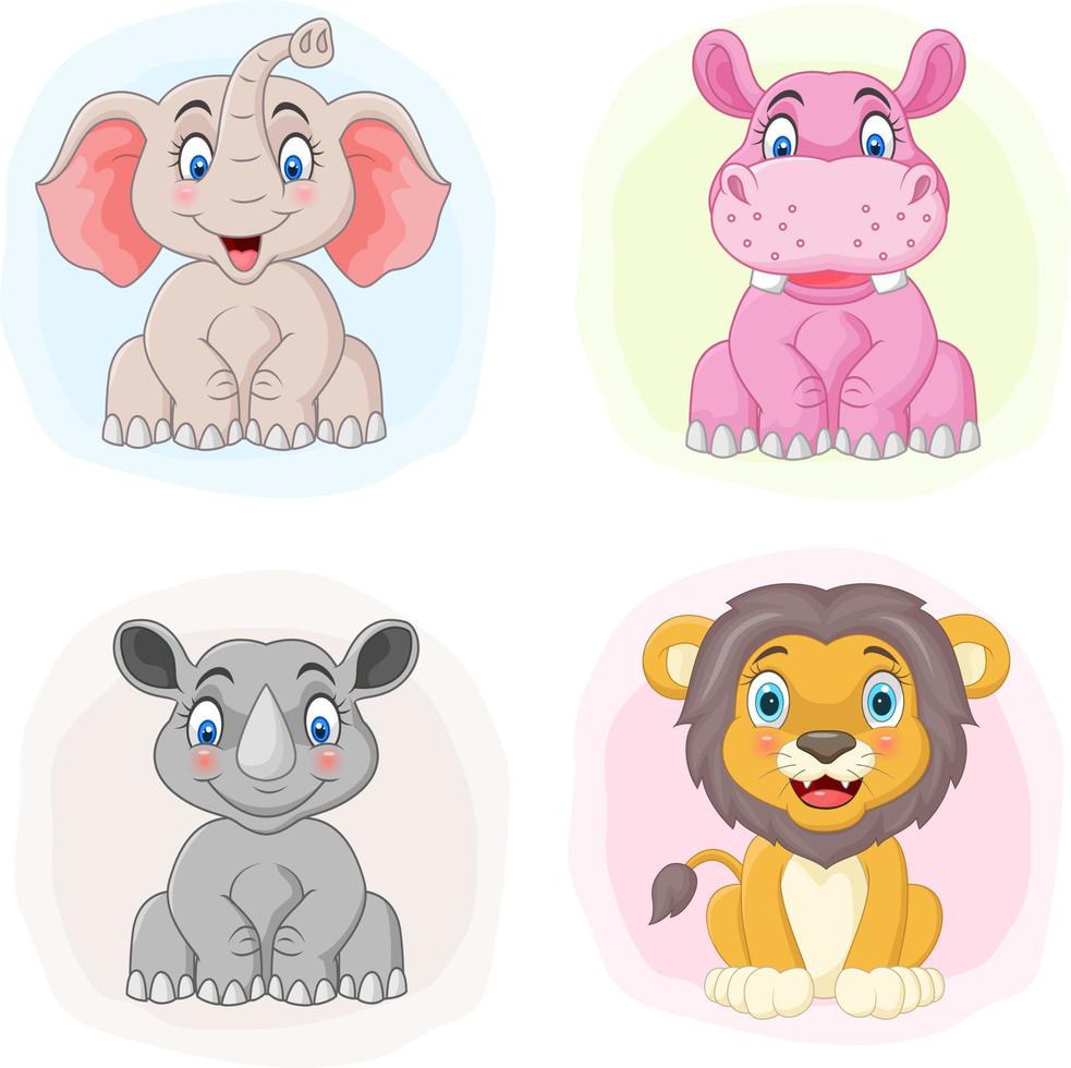 Set of cartoon zoo animals vector