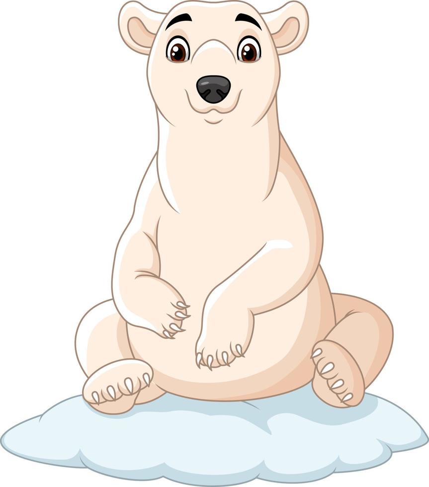 Cartoon polar bear sitting on ice floe vector