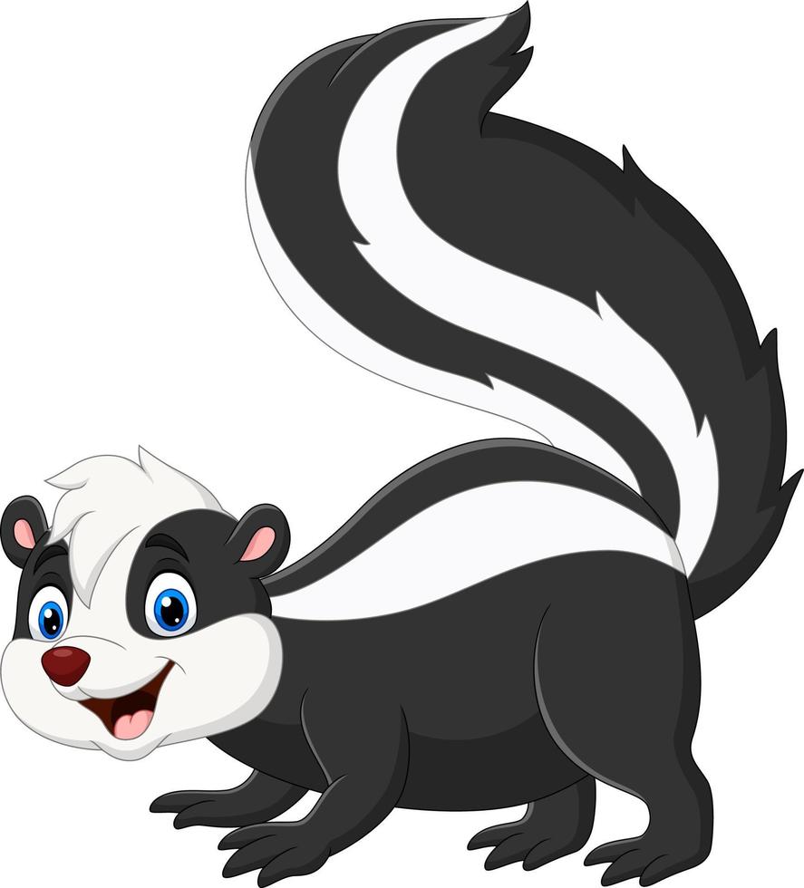 Cartoon happy skunk on white background vector