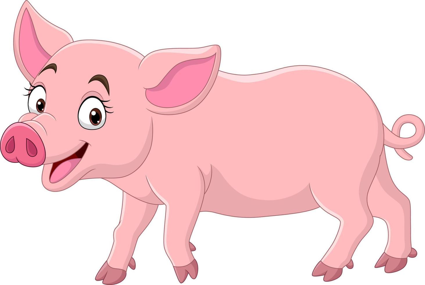 Cartoon funny pig on white background vector