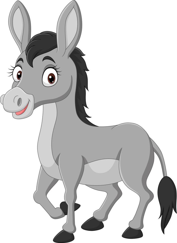 burro feliz de dibujos animados sobre fondo blanco vector