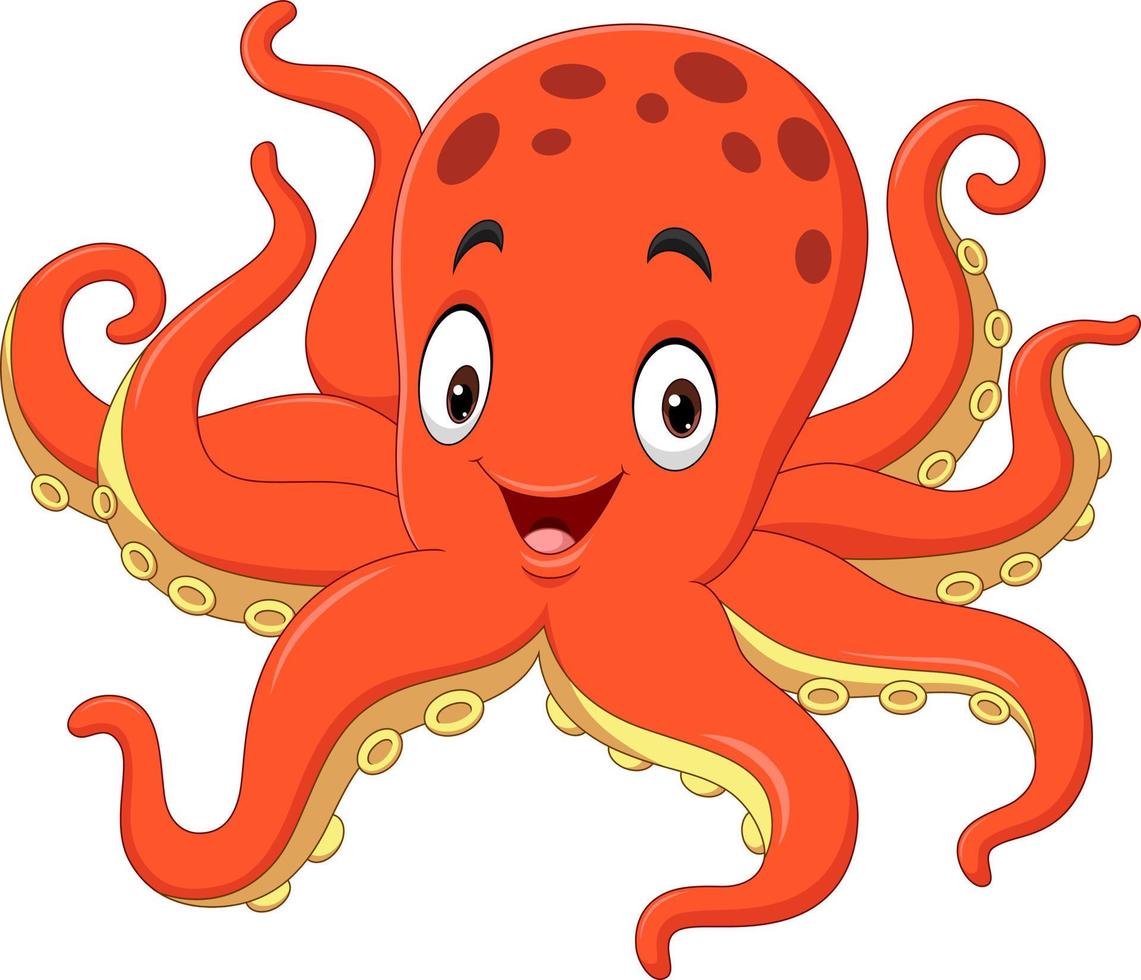 lindo, pulpo, caricatura, blanco, plano de fondo vector