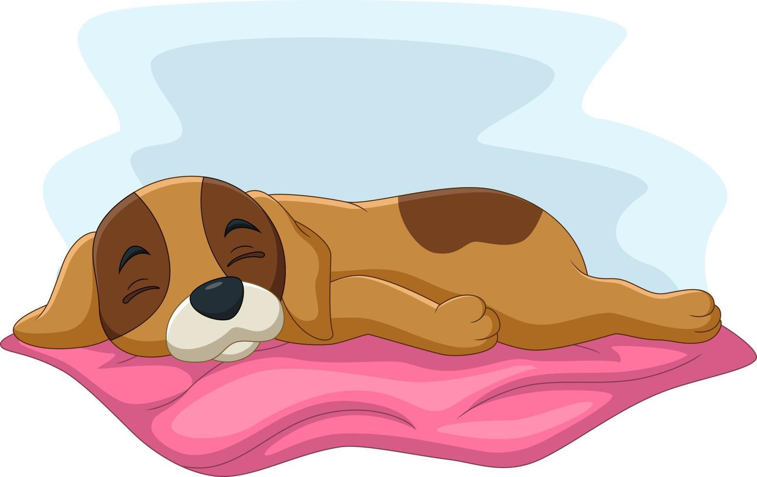 Cute dog cartoon sleep on the pillow vector