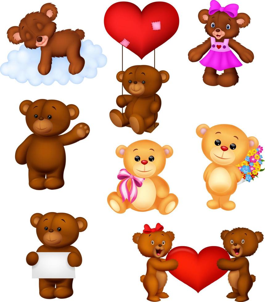 Cartoon baby bears collection set vector