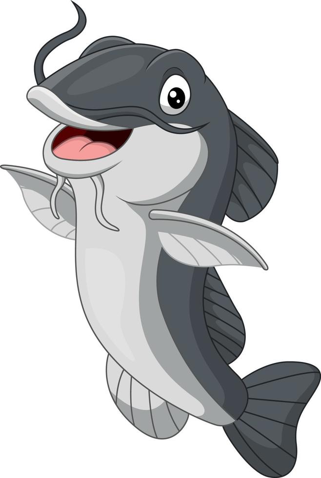 Cartoon happy catfish on white background vector