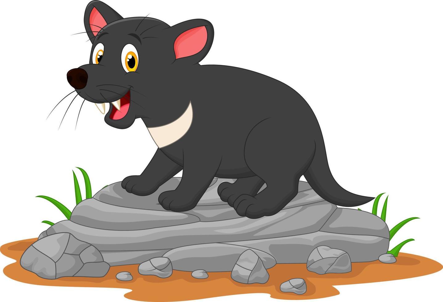 Cartoon tasmanian devil on the rock vector