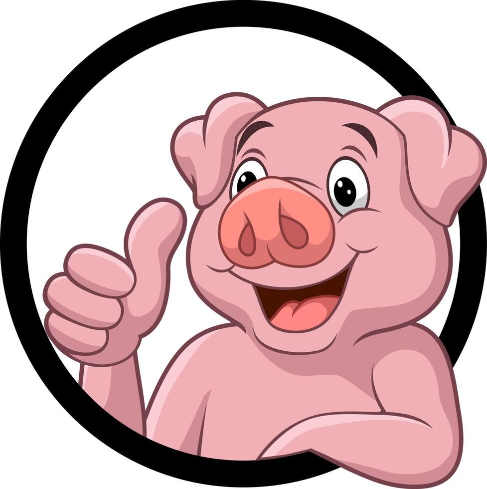 Cute pig cartoon giving thumb up vector