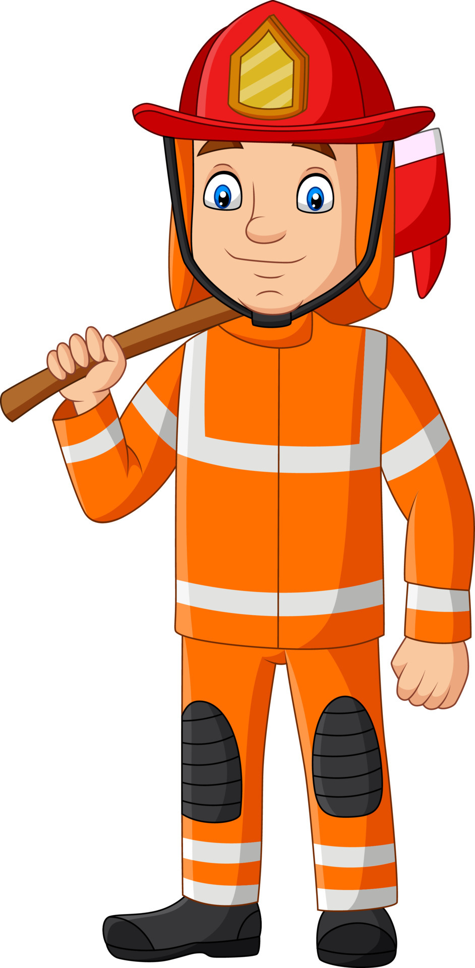 bombero de dibujos animados sosteniendo un hacha 5152143 Vector en Vecteezy