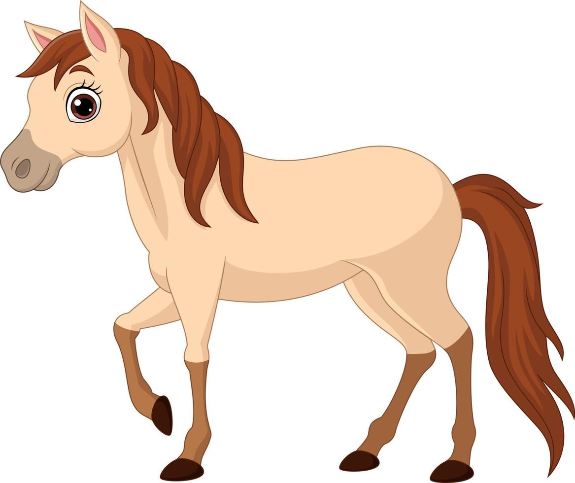 Cartoon brown horse isolated on white background vector
