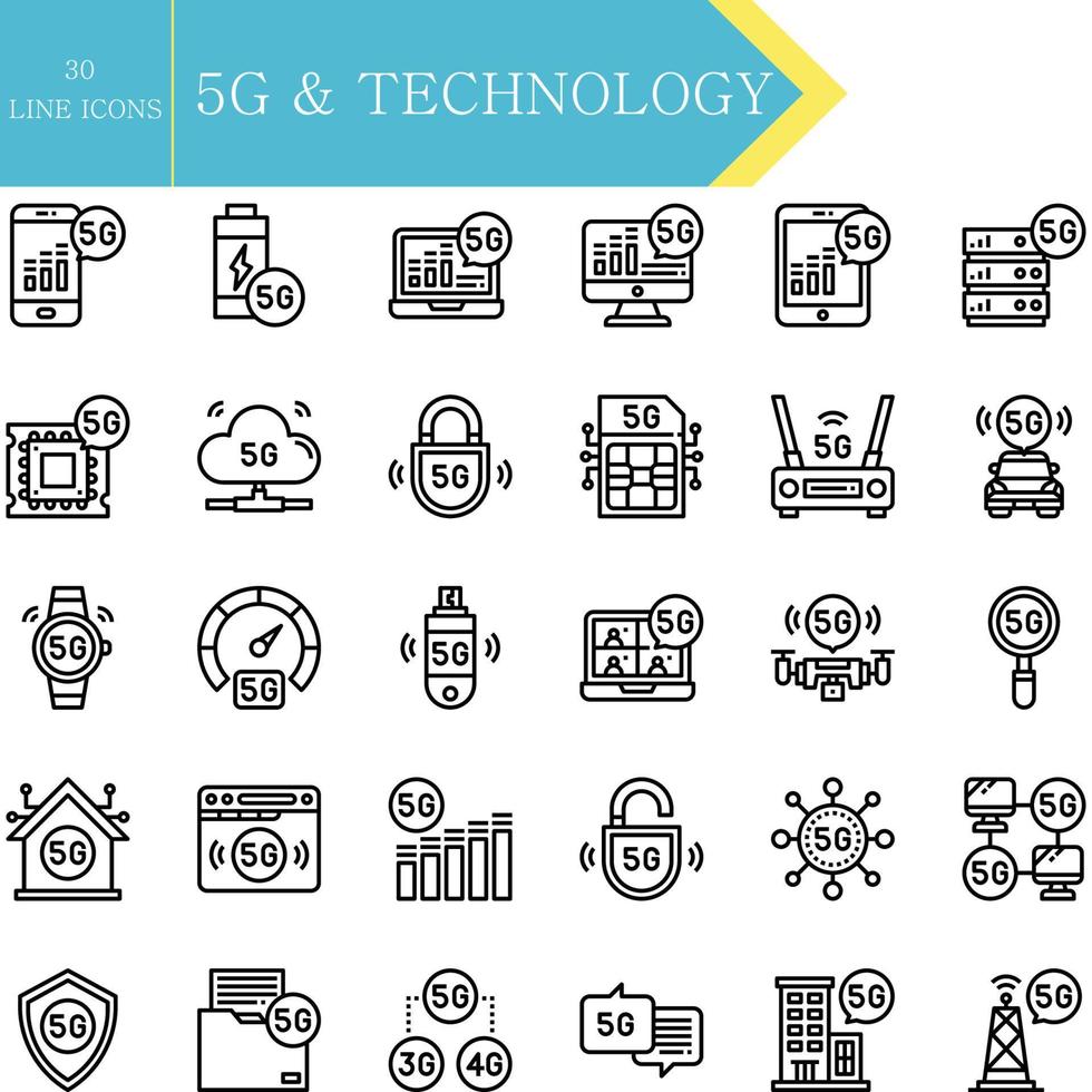 iconos de tecnología 5g vector