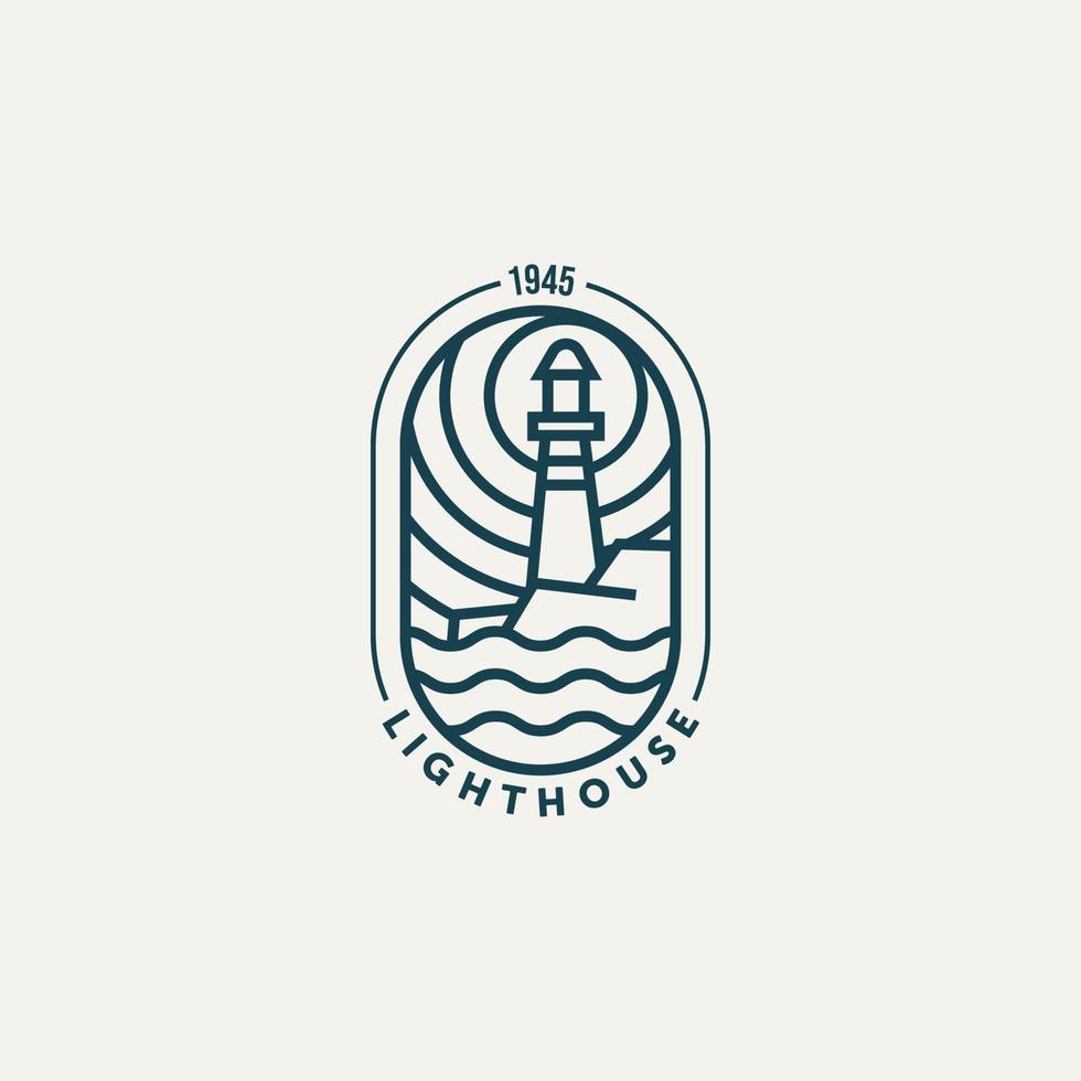 minimalist line art lighthouse logo icon design vector