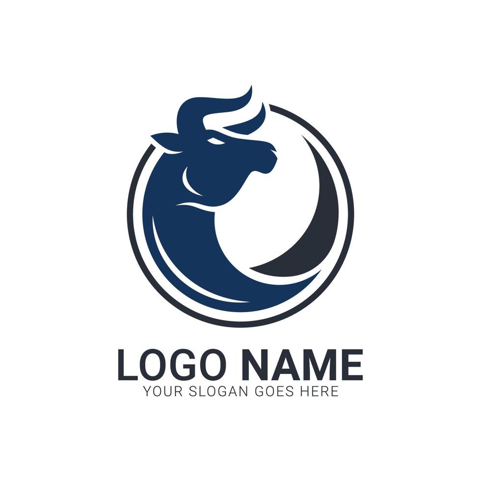 Bull on the circle shape. Bull logo design. vector