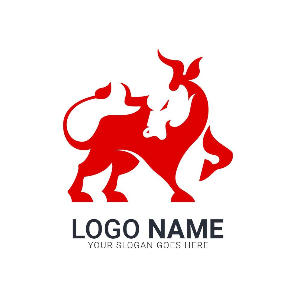 Abstract red strong bull. Modern Bull logo design. vector