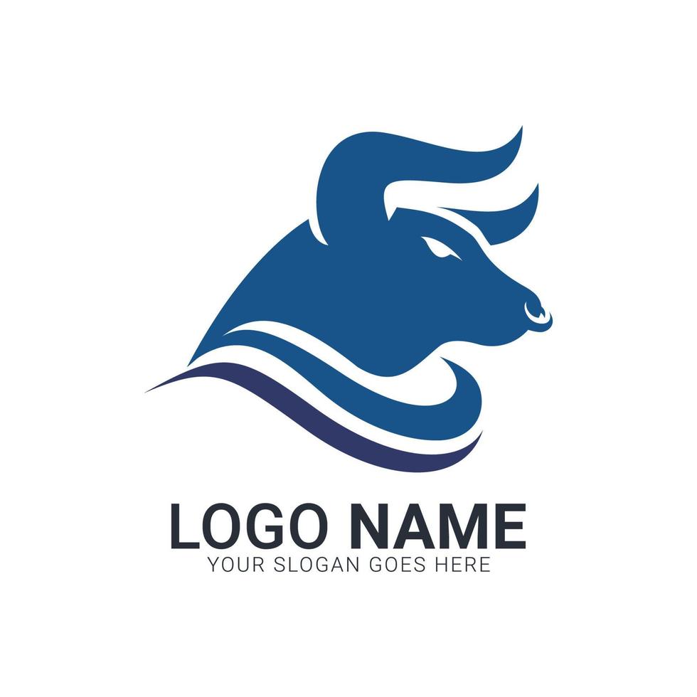 Abstract blue bull head. Bull logo design. vector