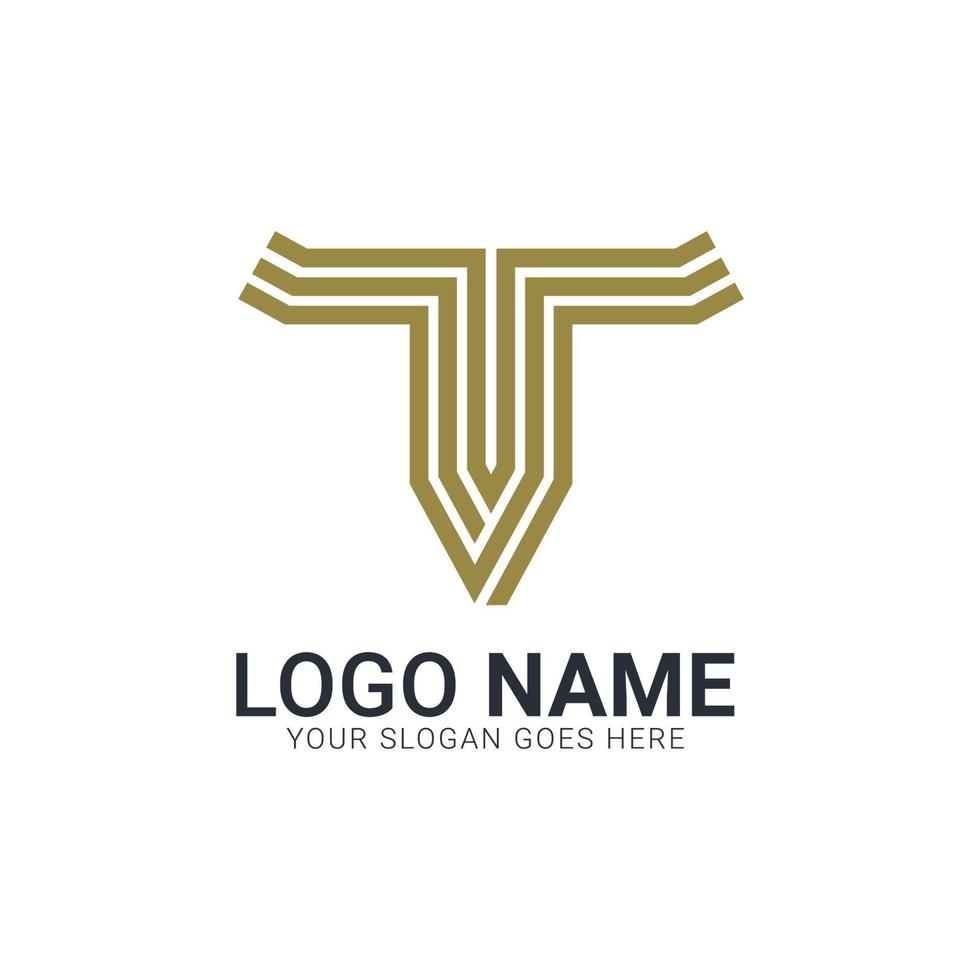 Abstract golden bull head. Bull logo design. vector