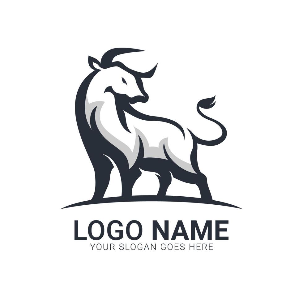 Strong bull standing. Modern Bull logo design. vector