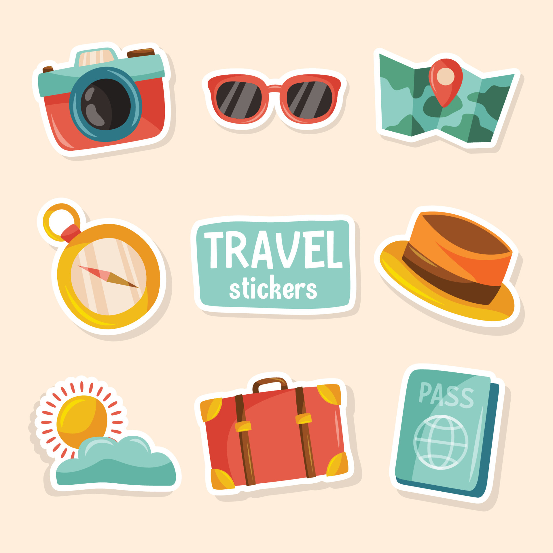 Travel Elements Journal Sticker 5152641 Vector Art at Vecteezy