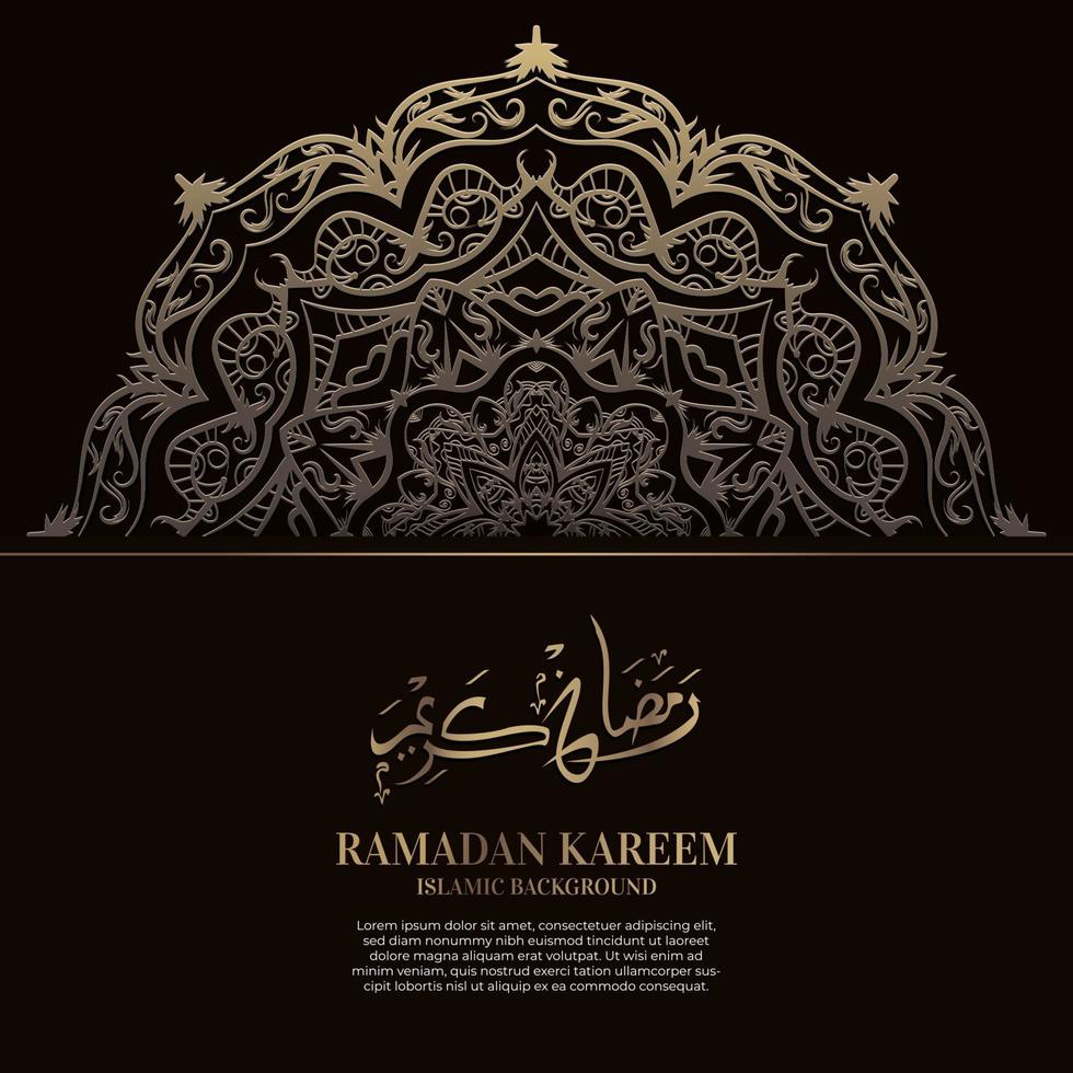 ramadan kareem. Diseño de fondo islámico con caligrafía árabe y mandala de adorno. vector