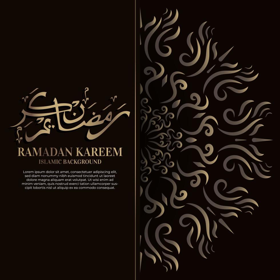 ramadan kareem. Diseño de fondo islámico con caligrafía árabe y mandala de adorno. vector