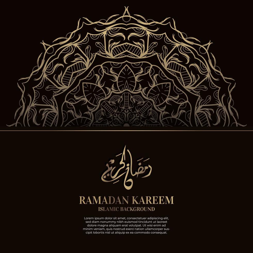 ramadan kareem. Diseño de fondo islámico con caligrafía árabe y mandala de adorno. vector