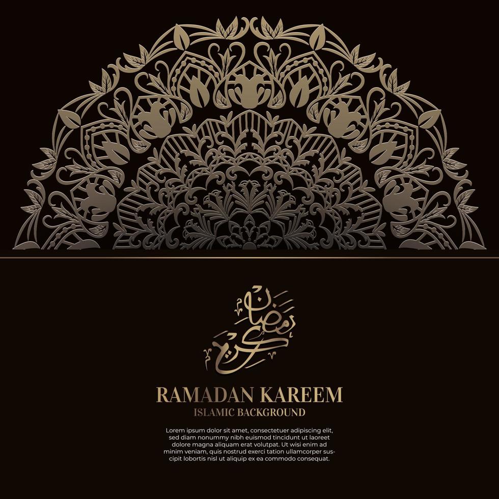 Ramadan kareem. Islamic background design with arabic calligraphy and ornament mandala. vector