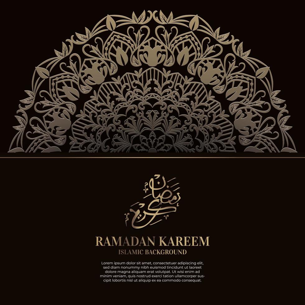 ramadan kareem. Diseño de fondo islámico con caligrafía árabe y mandala de adorno. vector