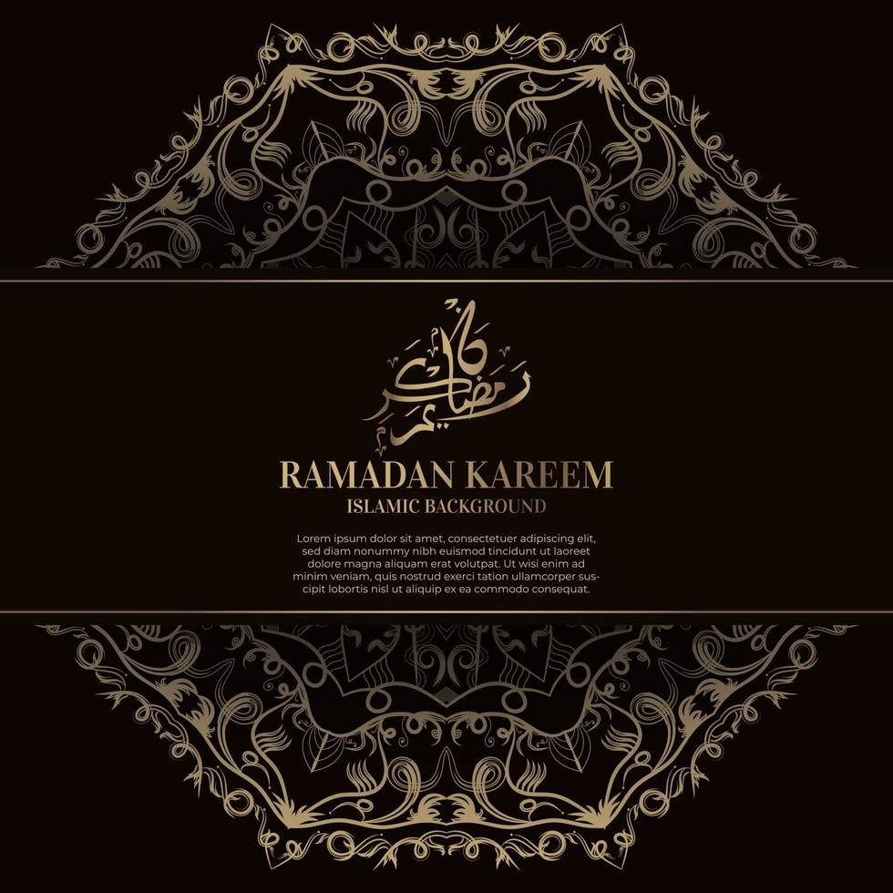 ramadan kareem. Diseño de fondo islámico con caligrafía árabe y mandala de adorno. vector