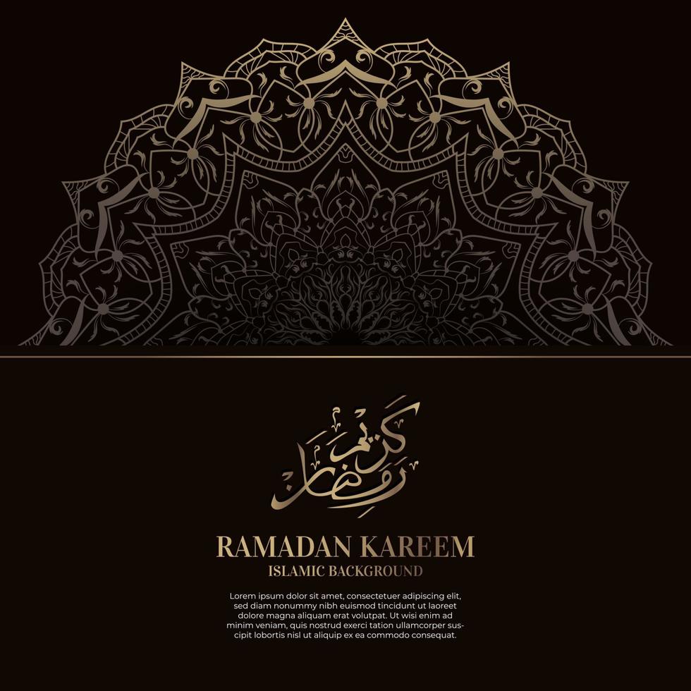 ramadan kareem. Diseño de fondo islámico con caligrafía árabe y mandala de adorno. vector