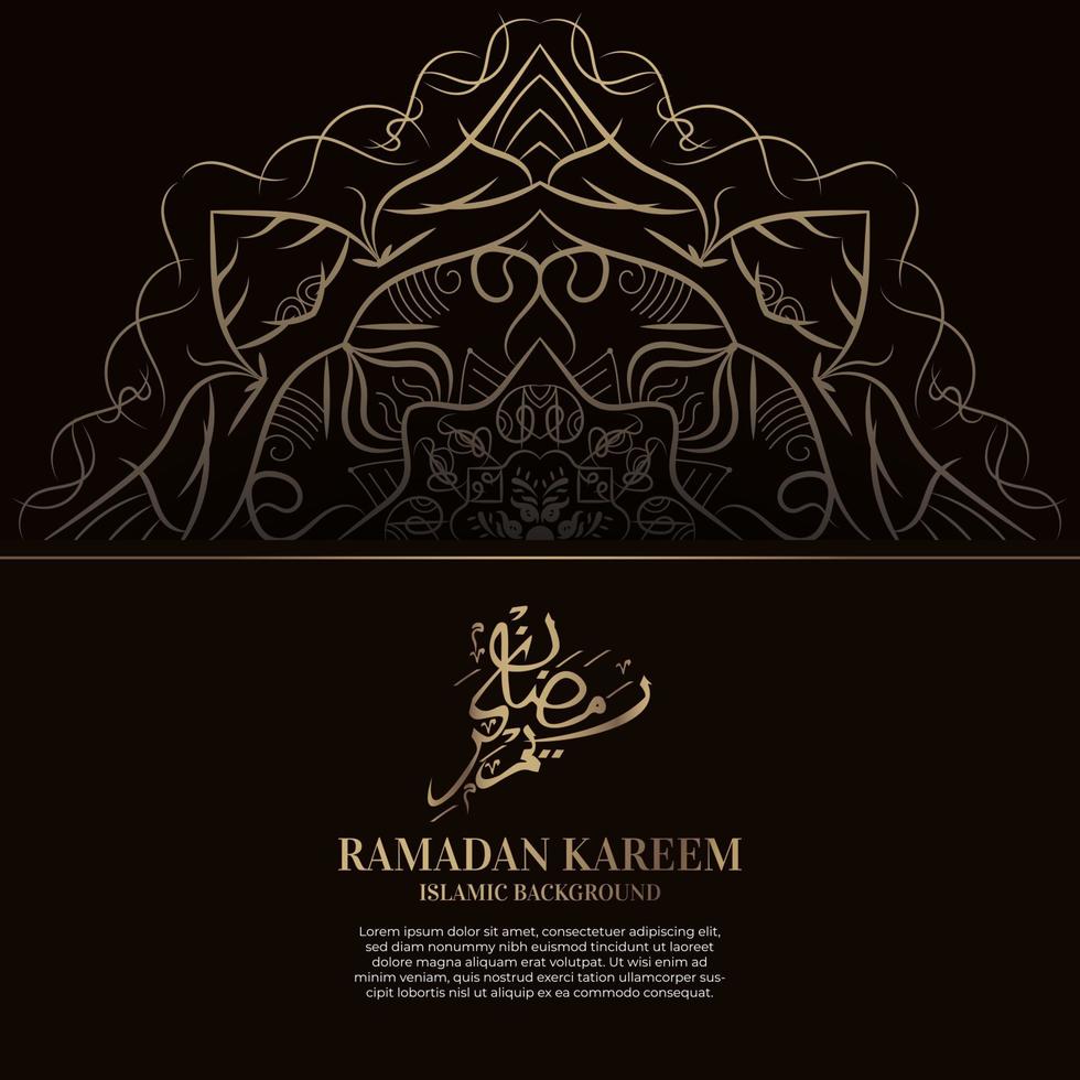 ramadan kareem. Diseño de fondo islámico con caligrafía árabe y mandala de adorno. vector