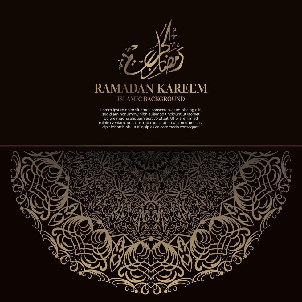 ramadan kareem. Diseño de fondo islámico con caligrafía árabe y mandala de adorno. vector