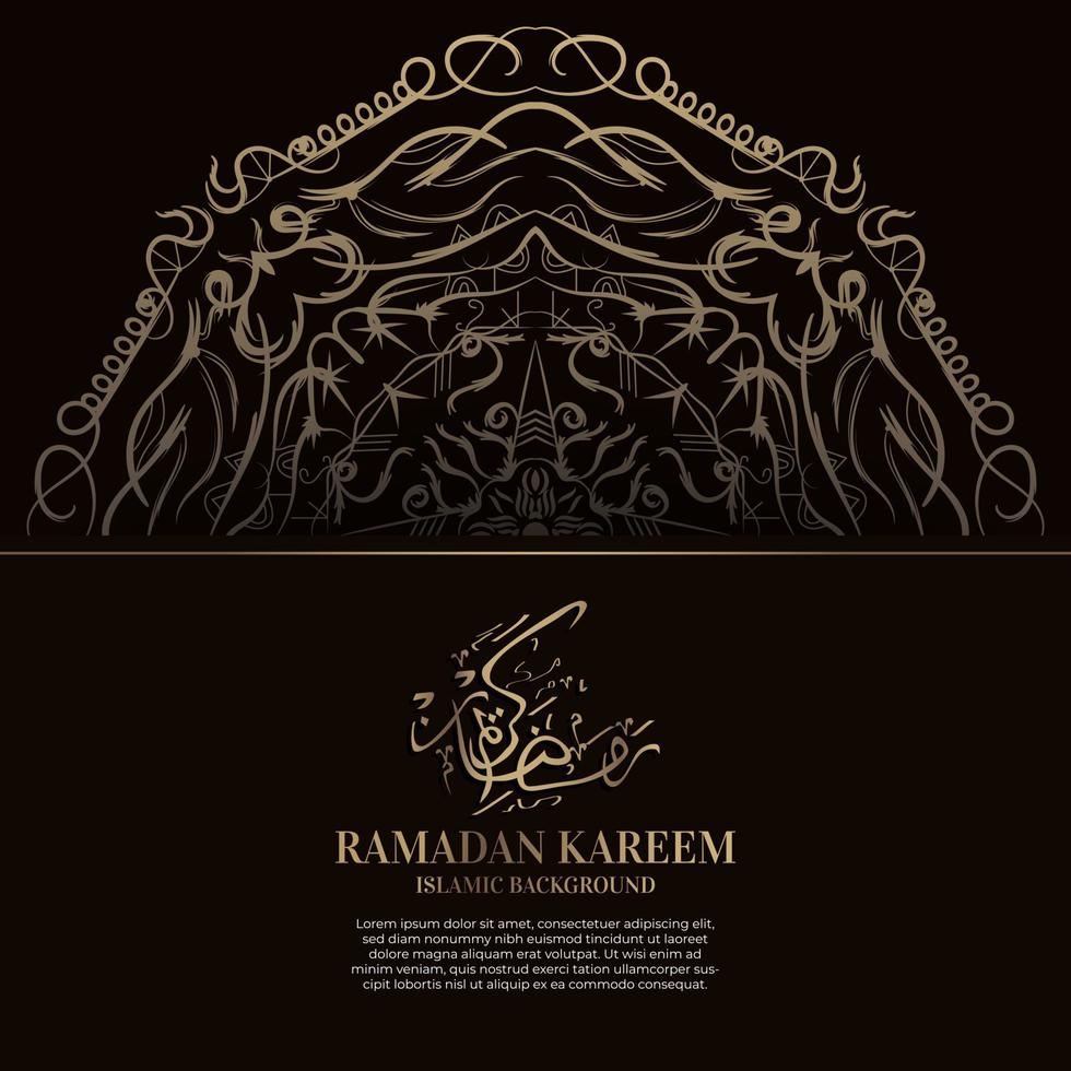 ramadan kareem. Diseño de fondo islámico con caligrafía árabe y mandala de adorno. vector