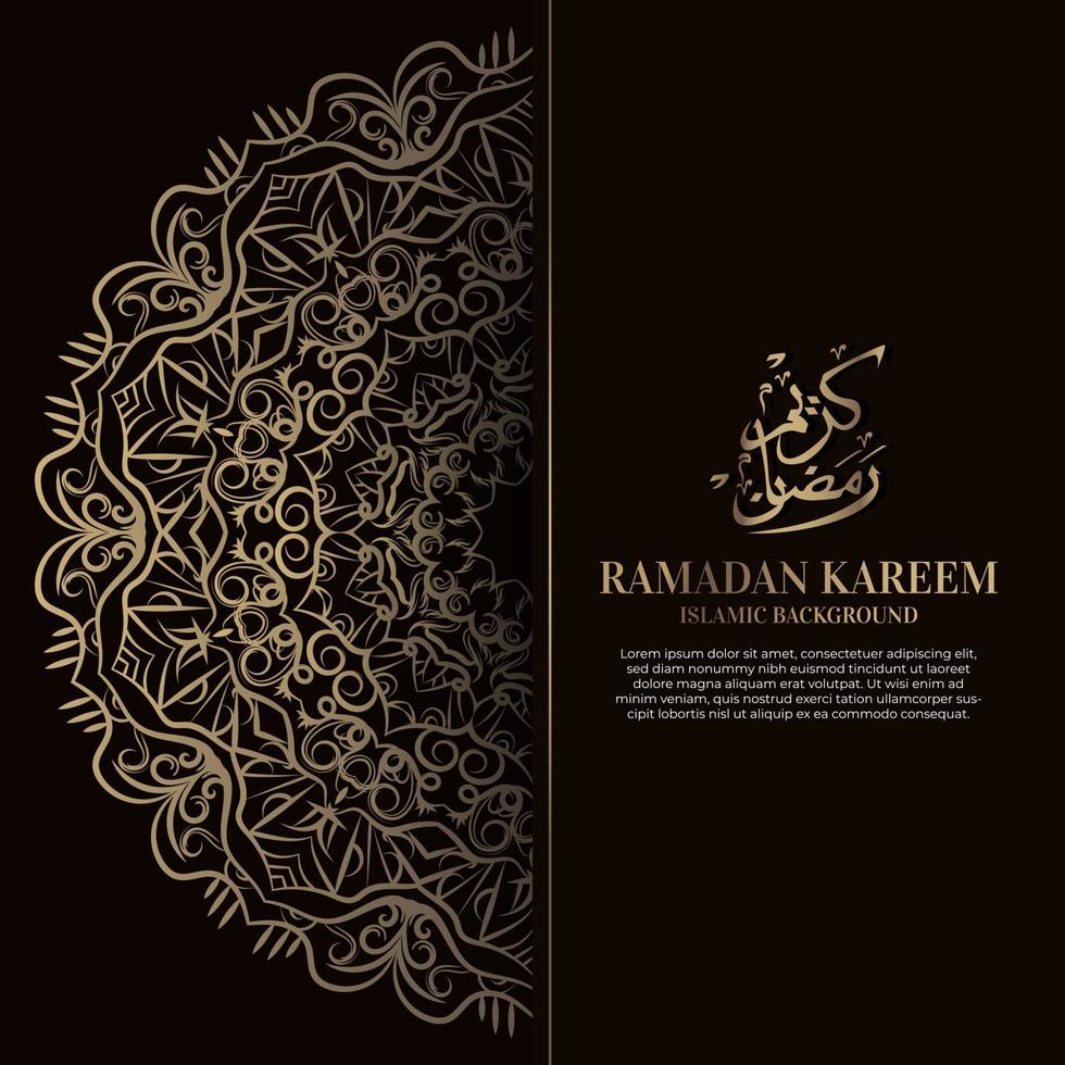 ramadan kareem. Diseño de fondo islámico con caligrafía árabe y mandala de adorno. vector