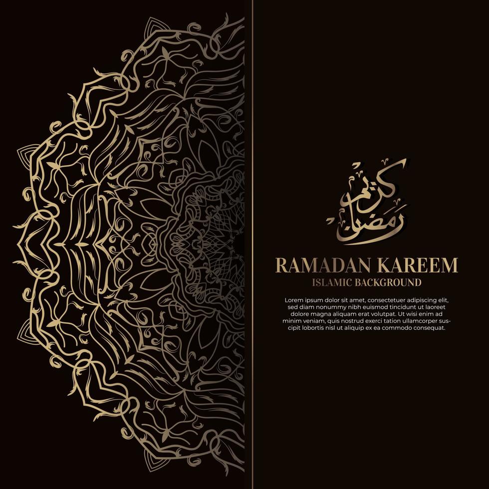 ramadan kareem. Diseño de fondo islámico con caligrafía árabe y mandala de adorno. vector