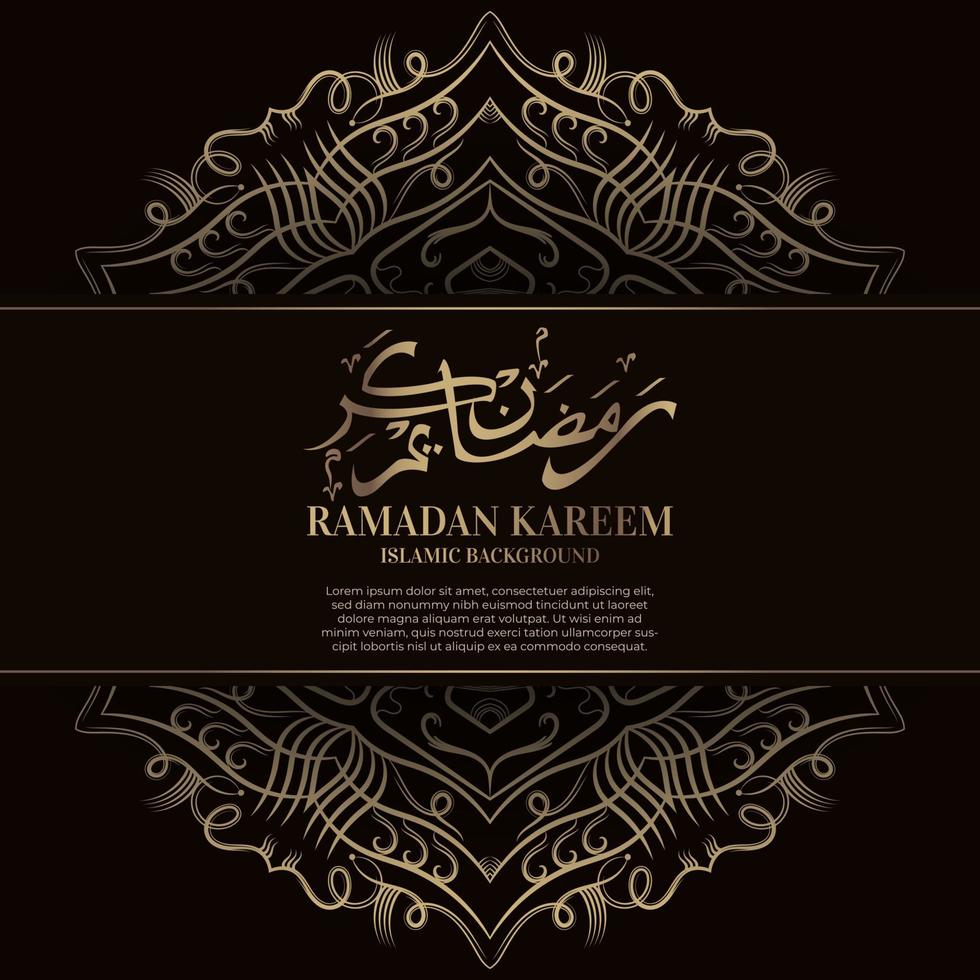 ramadan kareem. Diseño de fondo islámico con caligrafía árabe y mandala de adorno. vector