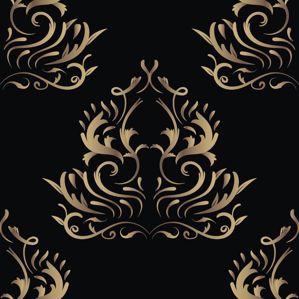 Gold floral or ornament seamless pattern background elegant luxury texture backgrounds vector