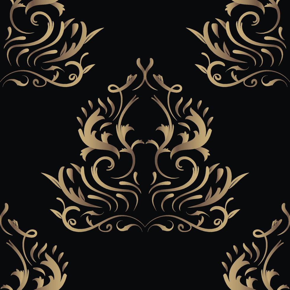 Gold floral or ornament seamless pattern background elegant luxury texture backgrounds vector