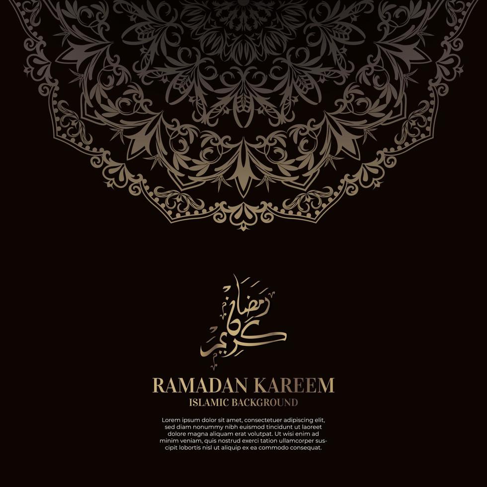 ramadan kareem. Diseño de fondo islámico con caligrafía árabe y mandala de adorno. vector