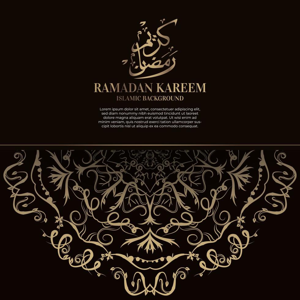 Ramadan kareem. Islamic background design with arabic calligraphy and ornament mandala. vector