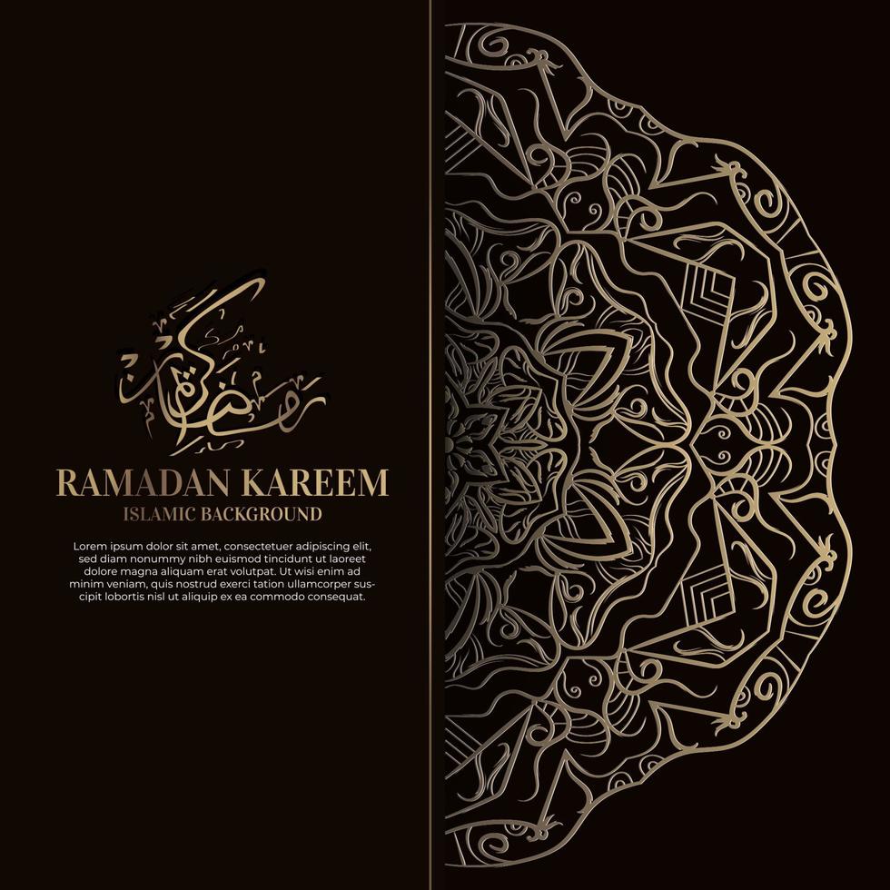 Ramadan kareem. Islamic background design with arabic calligraphy and ornament mandala. vector