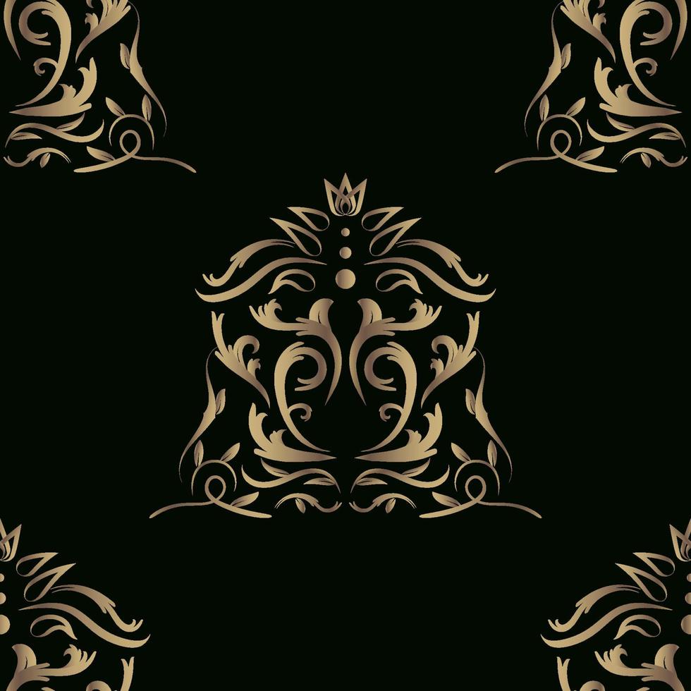 Gold floral or ornament seamless pattern background elegant luxury texture backgrounds vector